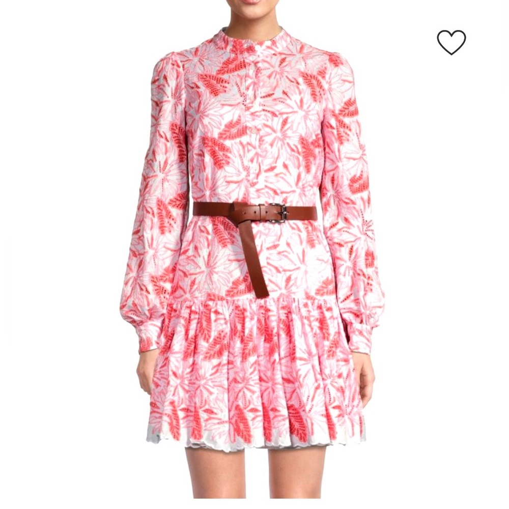 MICHAEL MICHAEL KORS Eyelet Cotton Minidress Floral Red and White